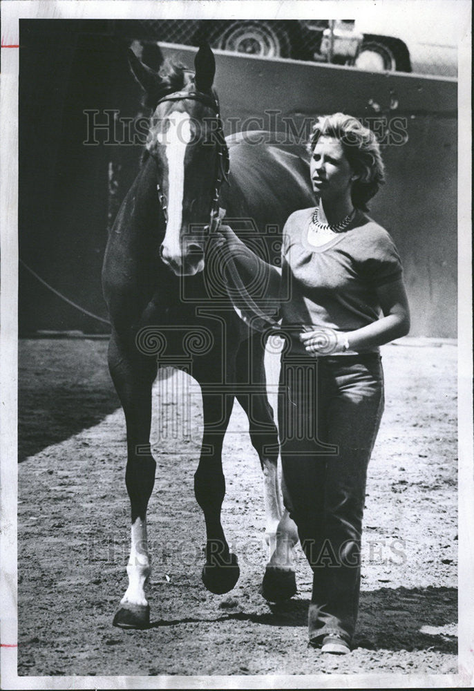 1980 Press Photo Female Horse Trainer Linda Bunyard - Historic Images