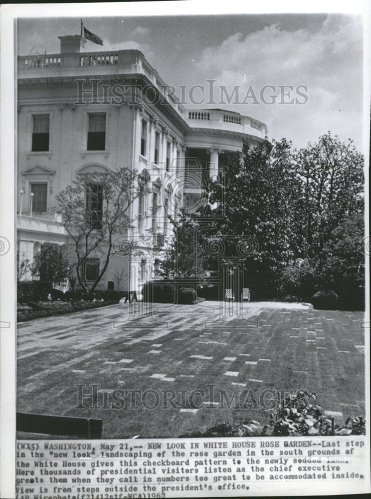 1962 Press Photo American White House Exteriors Rose Garden - Historic Images