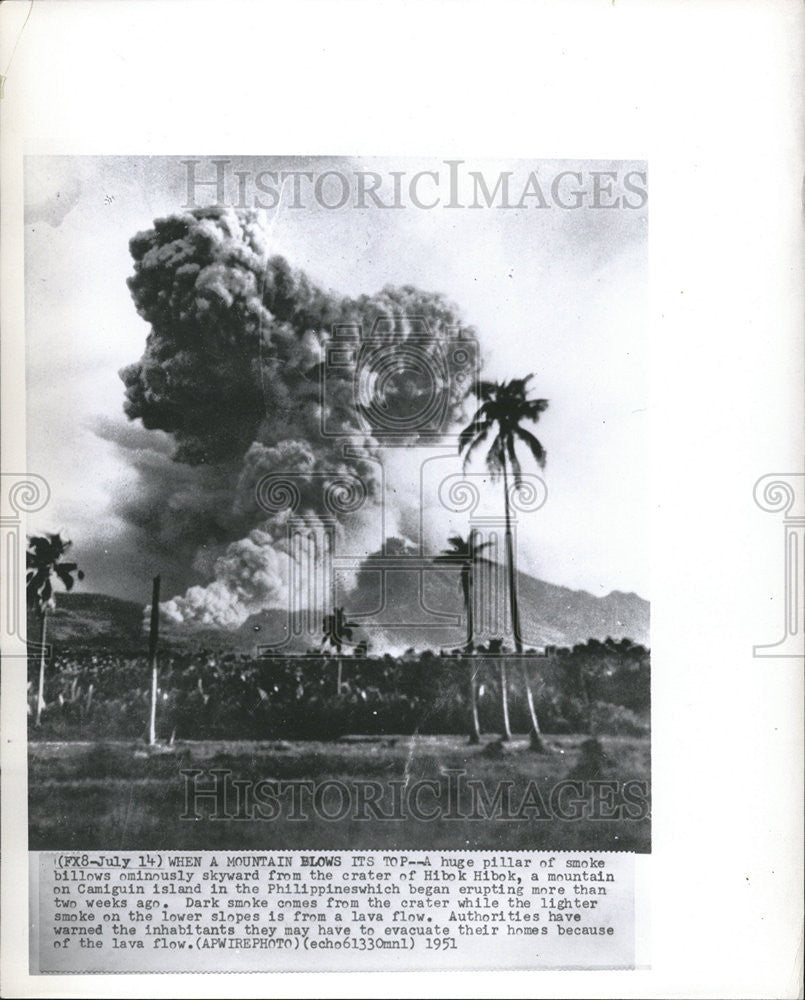 1951 Press Photo Hibok Hibok Volcanic Mountain Philippines - Historic Images
