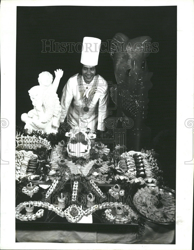 1982 Press Photo Nordic Prince Luxury Cruise Liner Dinner Buffet - Historic Images