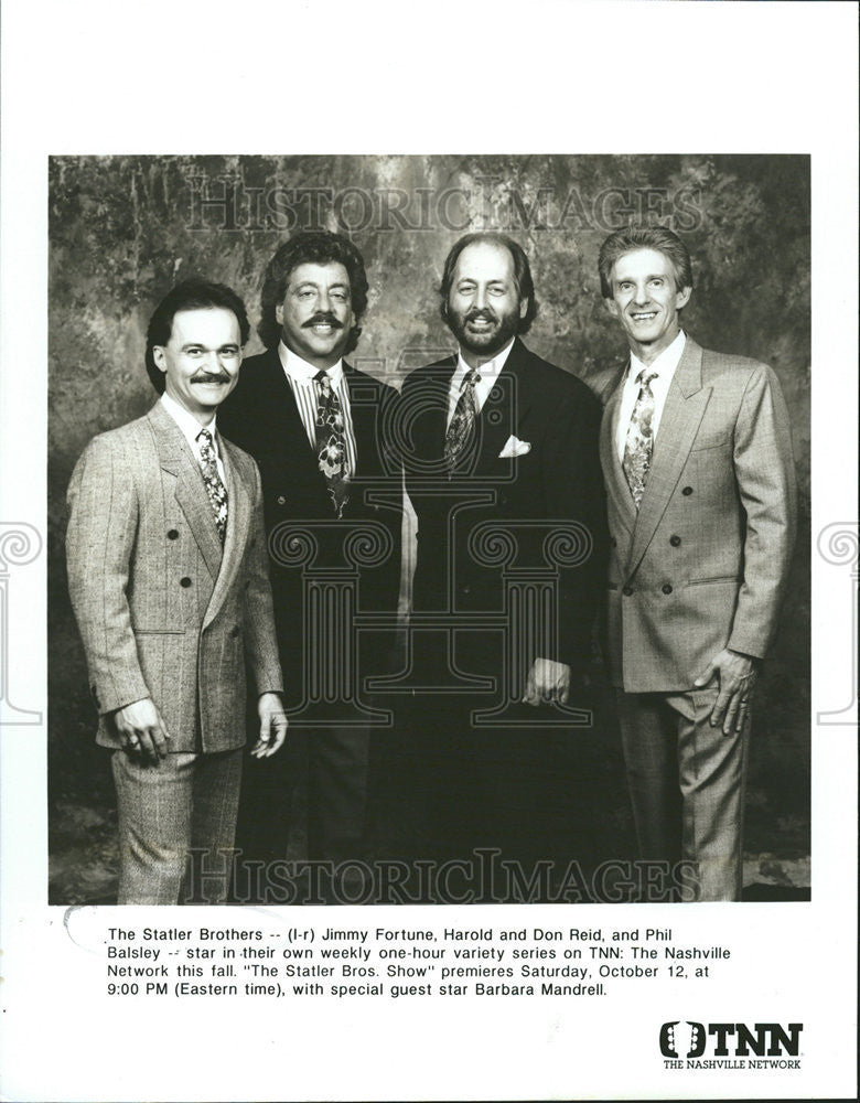 1991 Press Photo Jimmy Fortune Harold Don Reid Phil Balsley Nashville Network - Historic Images