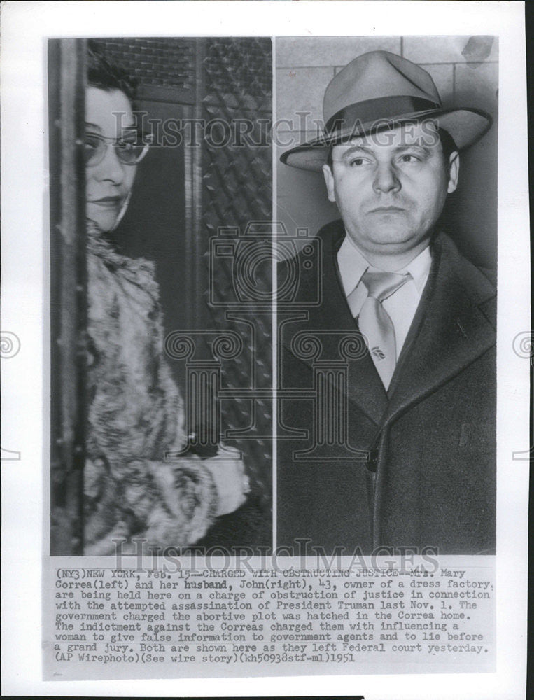 1951 Press Photo Mrs Mary Correa husband John justice owner connection home - Historic Images