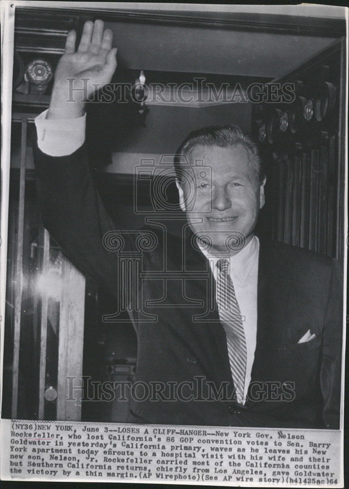 1964 Press Photo Governor Nelson Rockefeller Lost California GOP Convention Vote - Historic Images