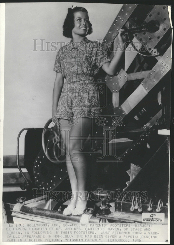 1936 Press Photo Marjorie De Haven Will Be In Pigskin Parade - Historic Images