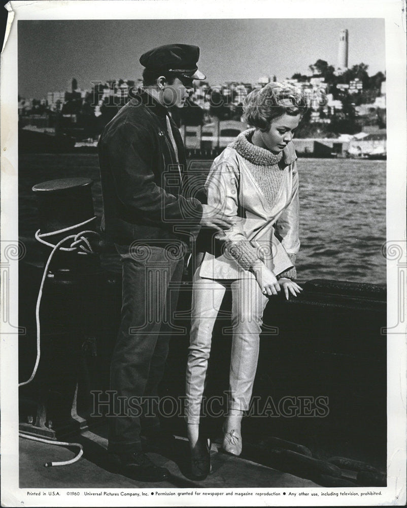 1960 Press Photo John Saxon, Sandra Dee In Portrait in Black - Historic Images