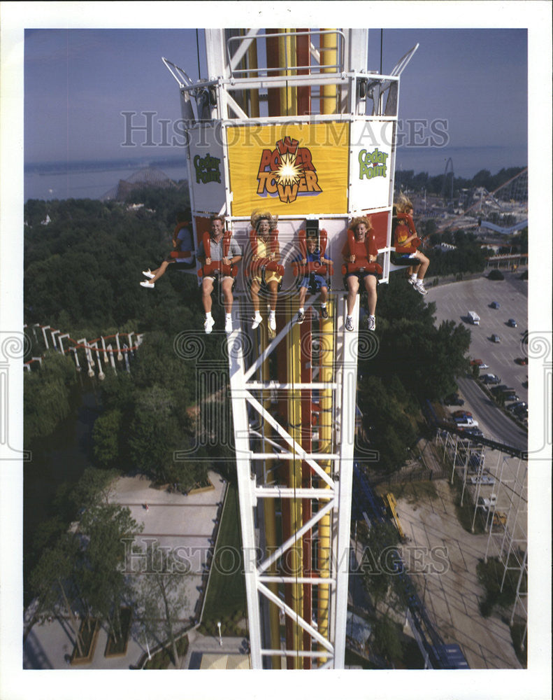 Press Photo Ceder Point Power Tower Sandusky Ohio 300 foot tall thrill ride feel - Historic Images