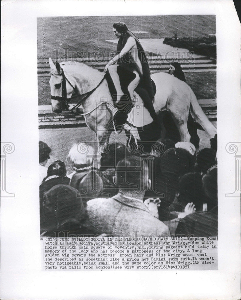 1951 Press Photo Lady Godiva Coventry England Noblewoman - Historic Images