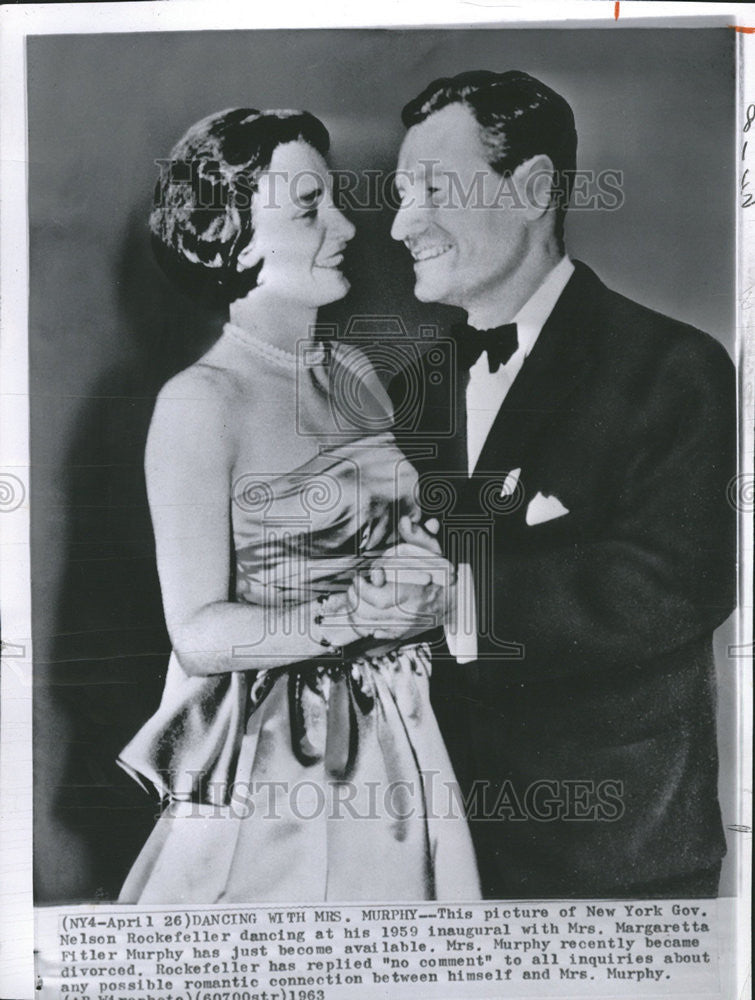 1963 Press Photo Governor Nelson Rockefeller Dancing Inaugural Maragretta Murphy - Historic Images