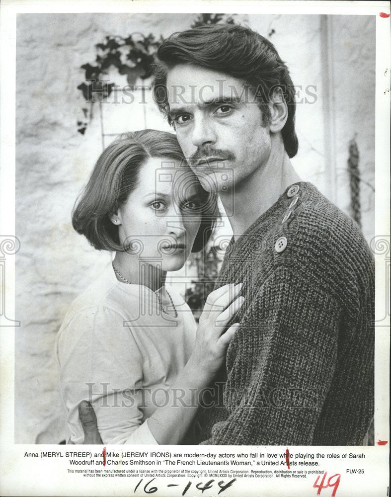 1986 Press Photo Meryl Streep and Jeremy Irons The French Lieutenant&#39;s Woman - Historic Images