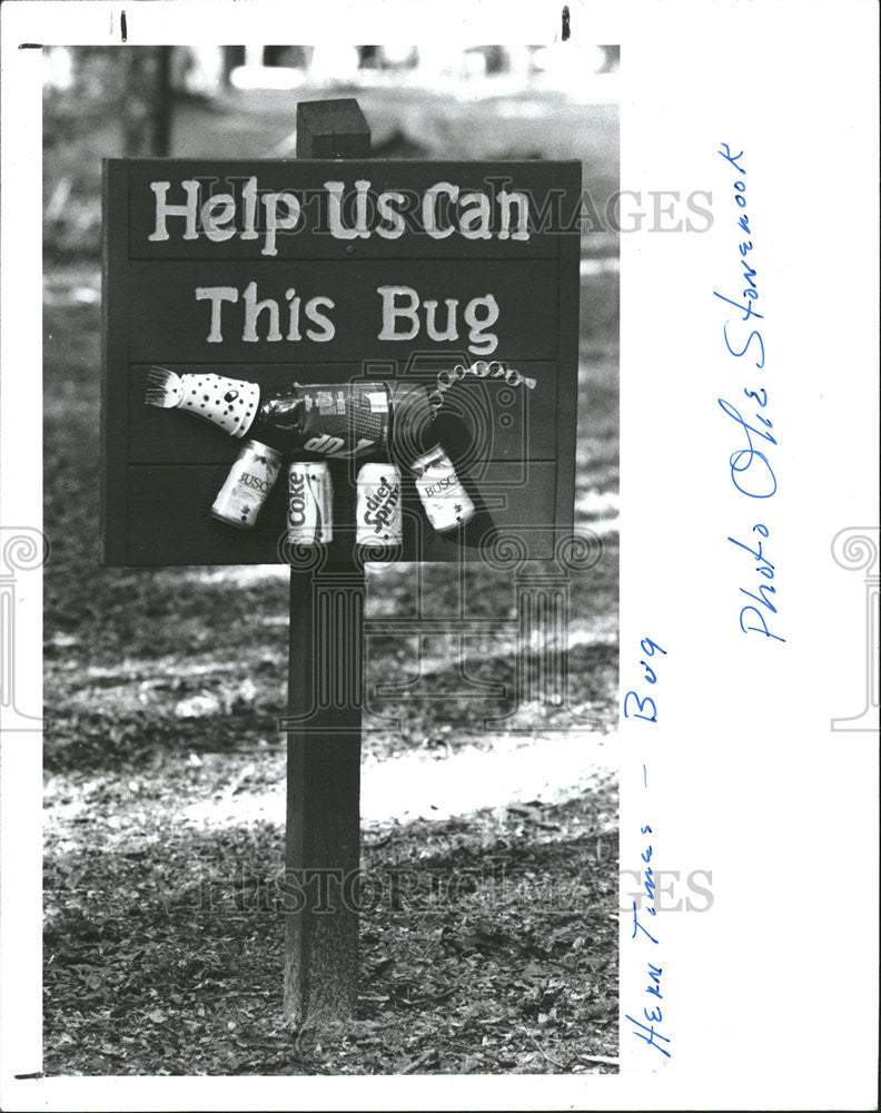 1988 Press Photo Litterbug Sign Mckethan Park, North of Brooksville - Historic Images