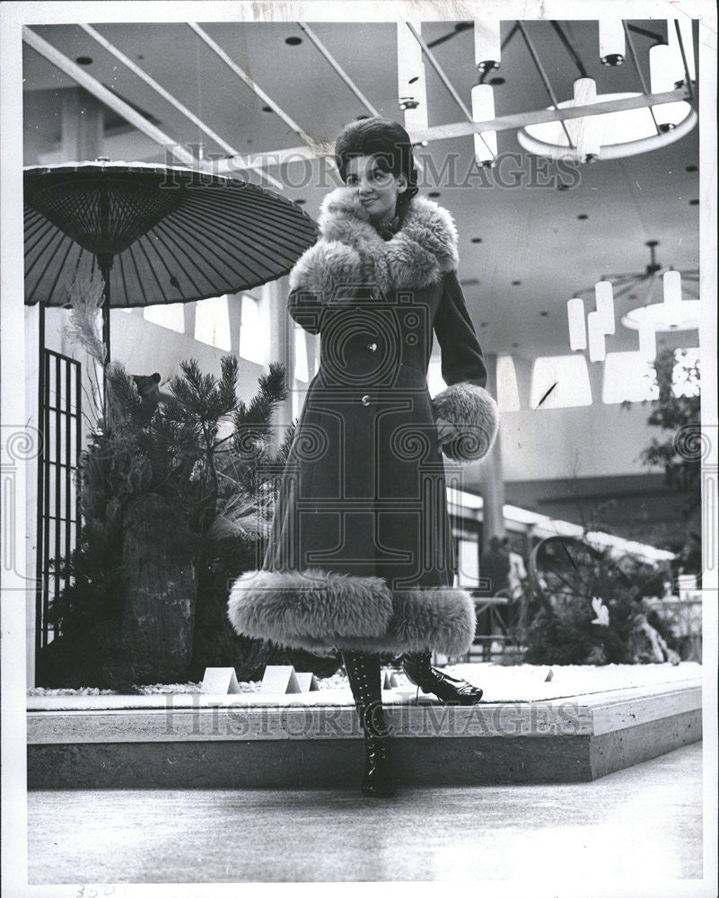 1971 Press Photo Woman Models Fur Coat - Historic Images