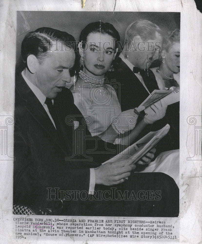 1954 Press Photo Heiress Gloria Vanderbilt symphony conductor Husband Leopold - Historic Images