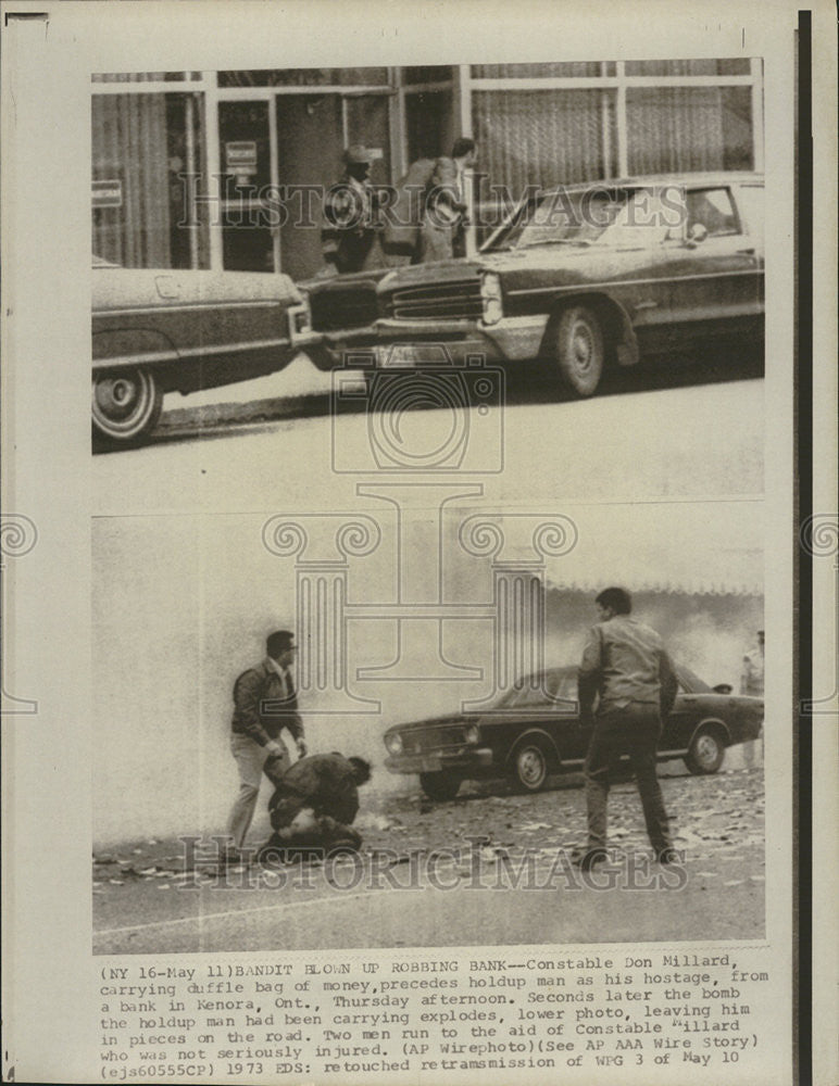 1973 Press Photo Constable Don Millard Escorts Bandit Away From Car - Historic Images