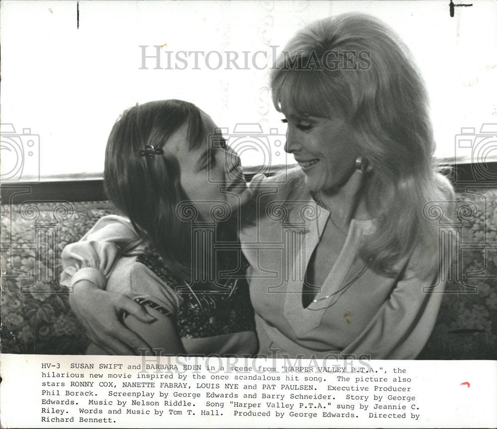 1978 Press Photo Susan Swift, Barbara Eden, Harper Valley P.T.A. - Historic Images