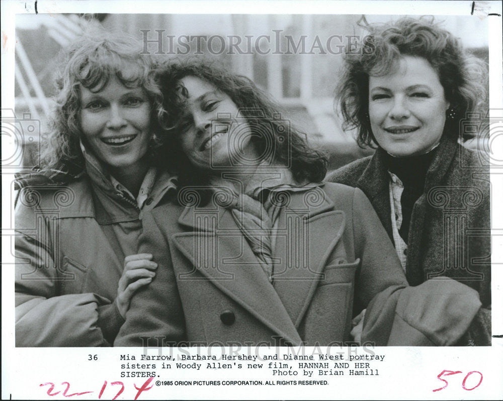 1987 Press Photo Actors Mia Farrow, Barbara Hershey and Dianne Wiest. - Historic Images