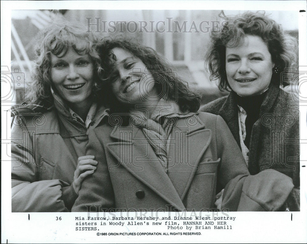 1987 Press Photo Mia Farrowarbara Hershey  Dianne Wiest PortaryWoody Allen - Historic Images