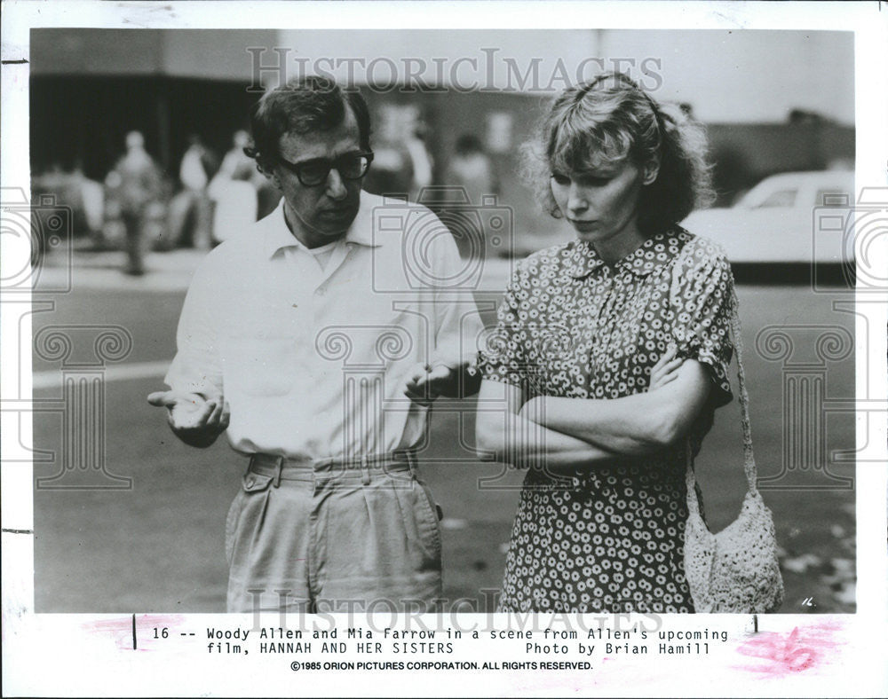 1987 Press Photo Actors Woody Allen, Mia Farrow In Hannah And Her Sisters - Historic Images