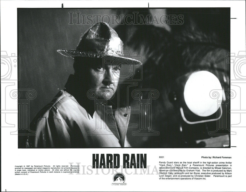 1998 Press Photo Randy Quaid Sheriff Scene Hard Rain Paramount Pictures Gordon - Historic Images