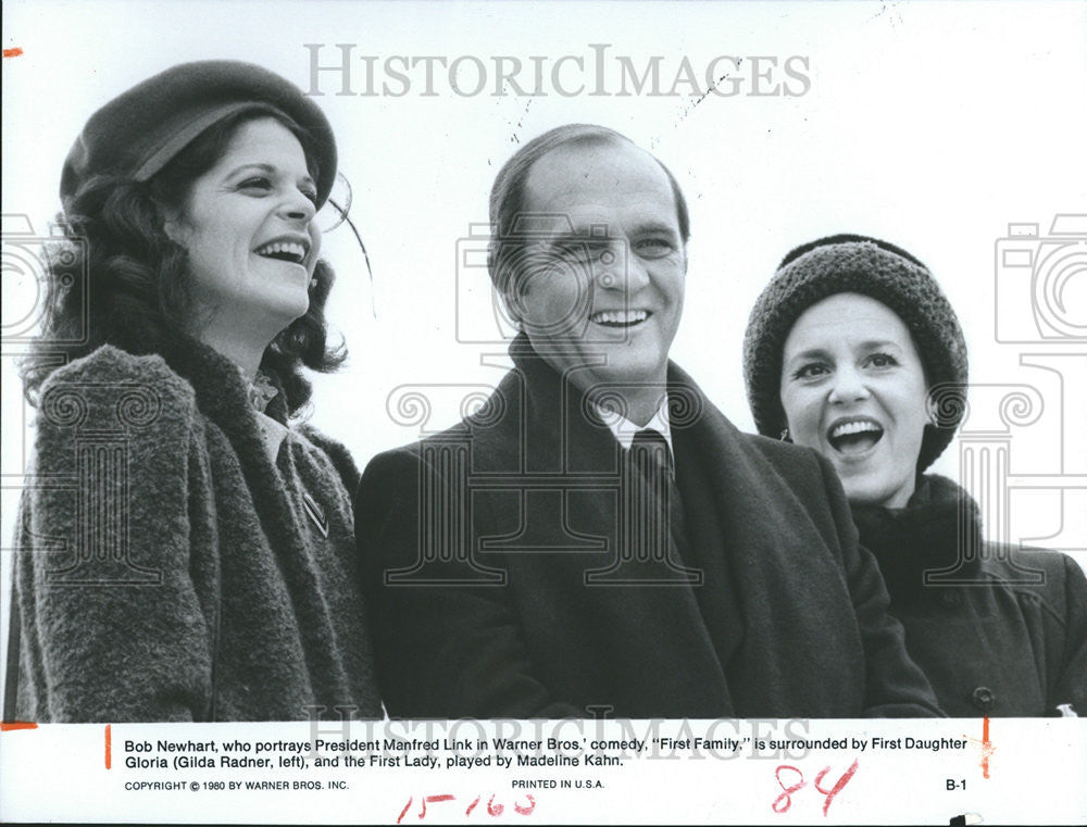 1980 Press Photo Gilda Radner, Bob Newhart,  Madeline Kahn In The First Family - Historic Images