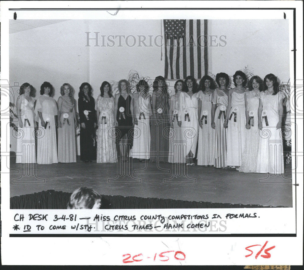 1981 Press Photo Miss Citrus County Pageant Contestants - Historic Images