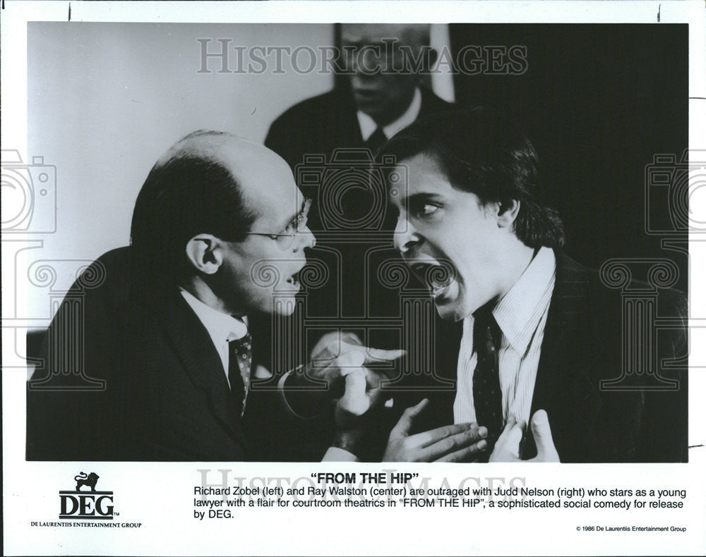 1987 Press Photo Richard Zobel Ray Walston Judd Nelson From The Hip - Historic Images