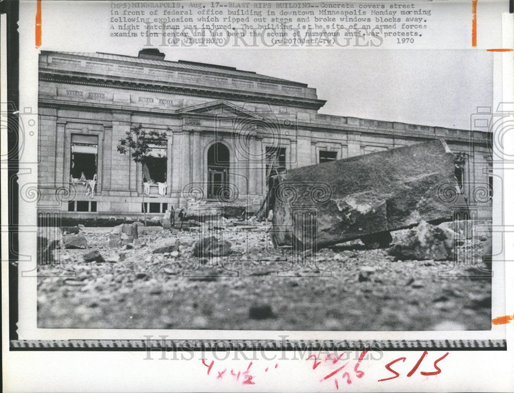 1970 Press Photo Federal Office Building Bombing Minneapolis Minnesota - Historic Images