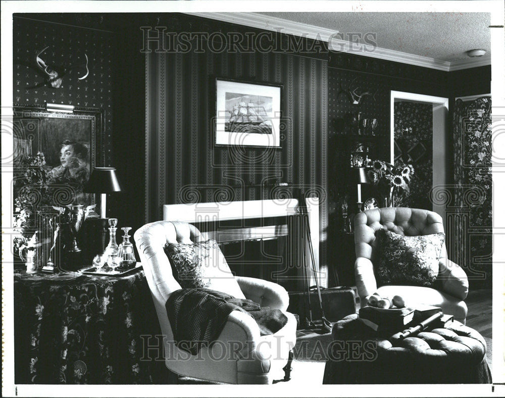 1994 Press Photo Seabrook Designs Gentleman Club Wall coverings Interior Decor - Historic Images