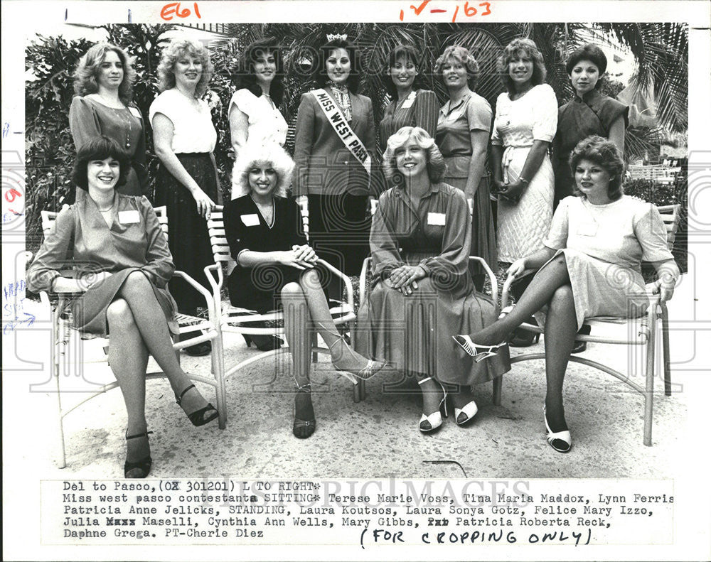 1982 Press Photo Miss West Pasco Terese Marie Voss Tina Maria Maddox Patricia - Historic Images