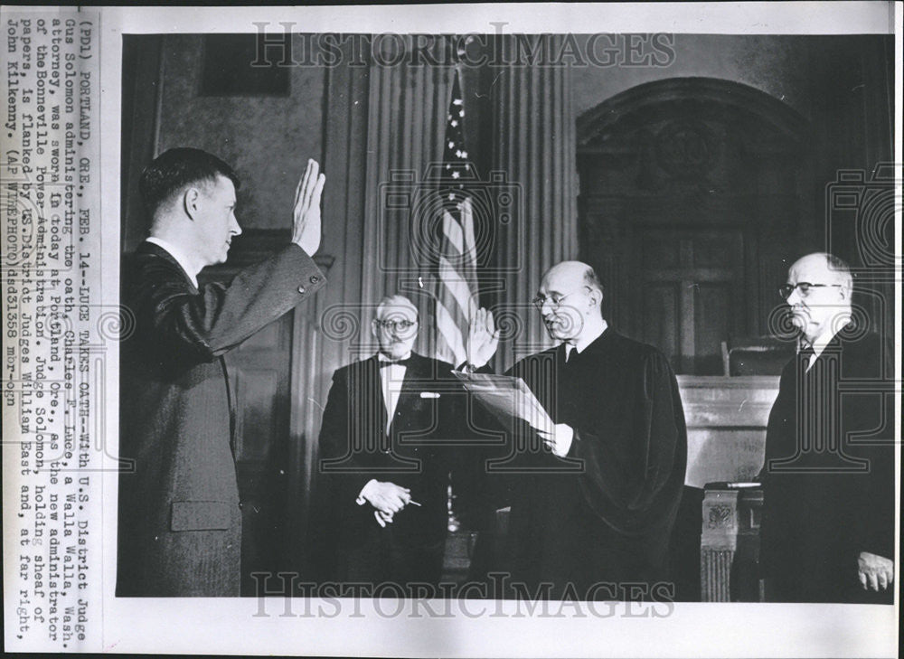 1961 Press Photo  District Judge Gus Solomon Charles Louce Bonneville John - Historic Images