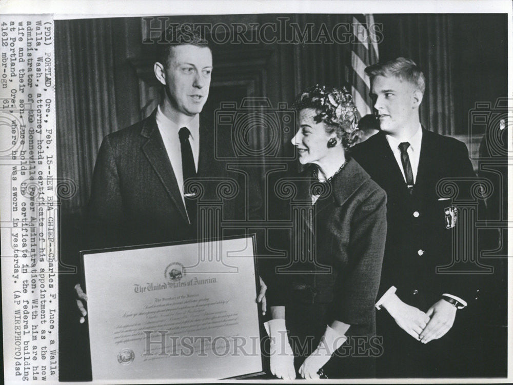 1961 Press Photo Charles Luce Appointed Administrator Of Bonneville Power - Historic Images