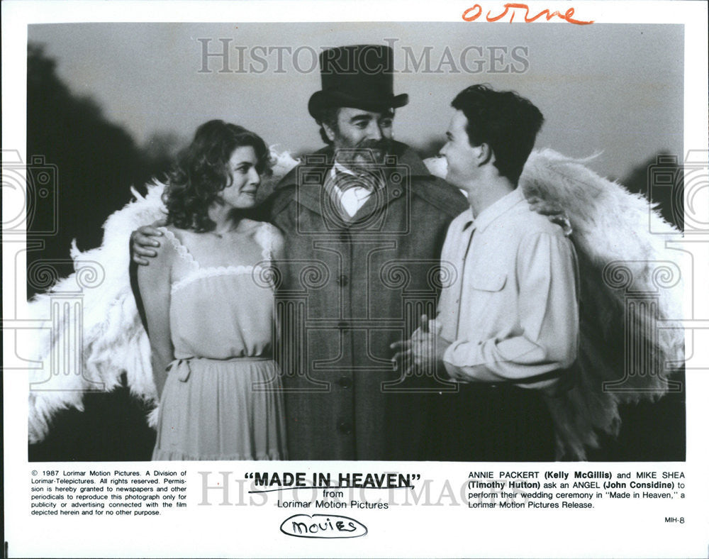 1987 Press Photo Kelly McGills Timothy Hutton John Considine Made In Heaven - Historic Images