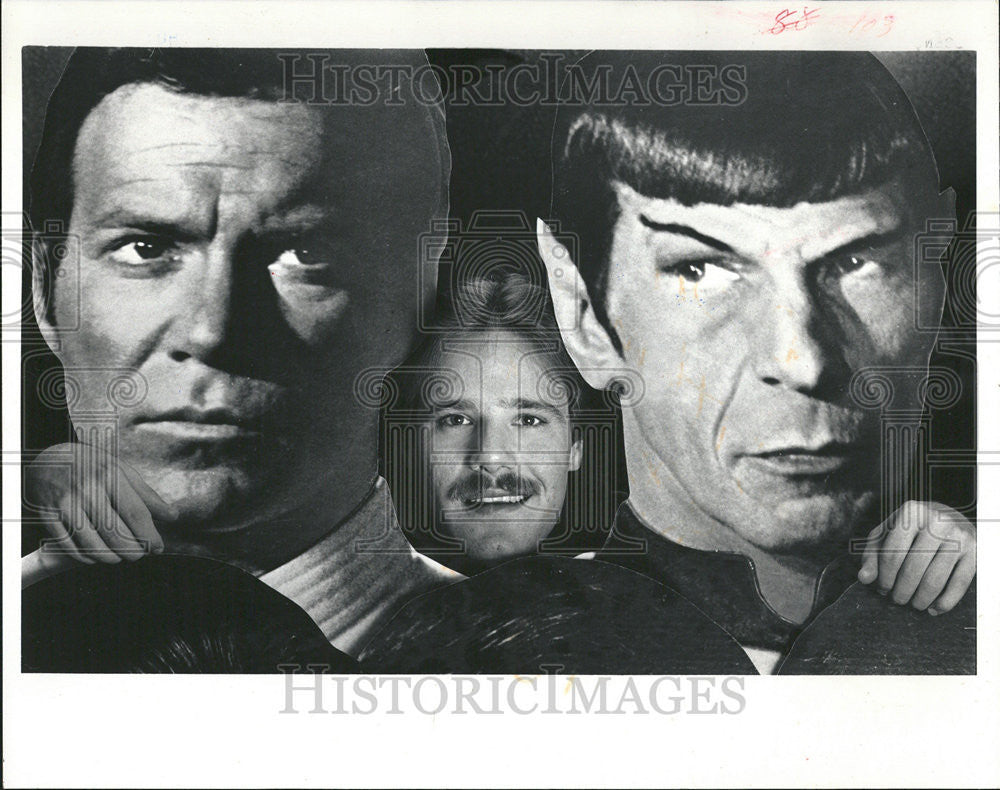 1986 Press Photo Dan Madsen Capt Krik Spock cutouts first Star Trek Movie - Historic Images