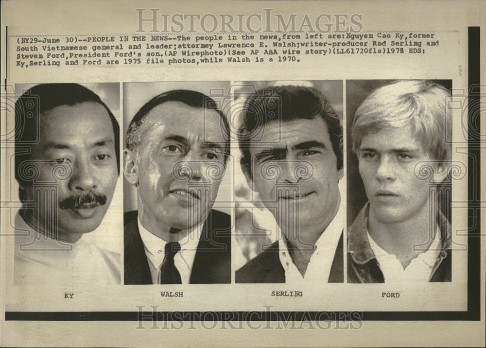 1975 Press Photo Nguyen Cao Ky Lawrence Walsh Rod Serling Steven Ford - Historic Images