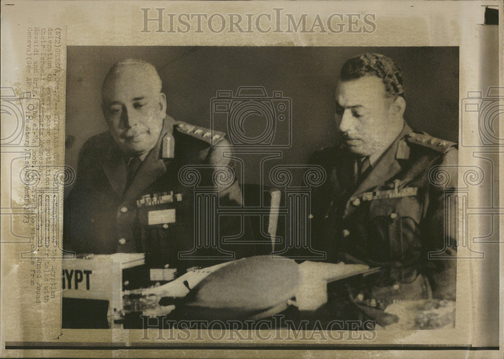 1973 Press Photo Egyptian Delegates Ahmed Fouad Howaidi &amp; Taha El-Magdoob - Historic Images