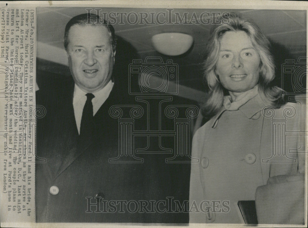 1965 Press Photo Henry Ford II Maria Christina Vettore Austin Wedding Europe - Historic Images