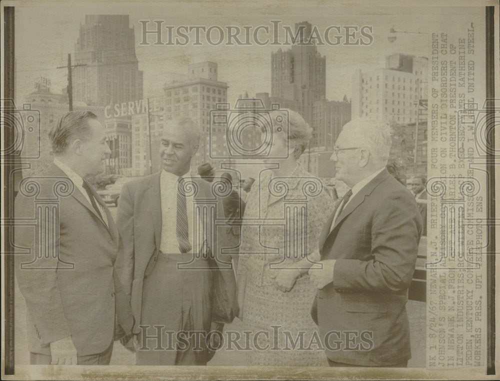 1967 Press Photo President Johnson Special Advisory Civil Disorder Roy Wilkins - Historic Images