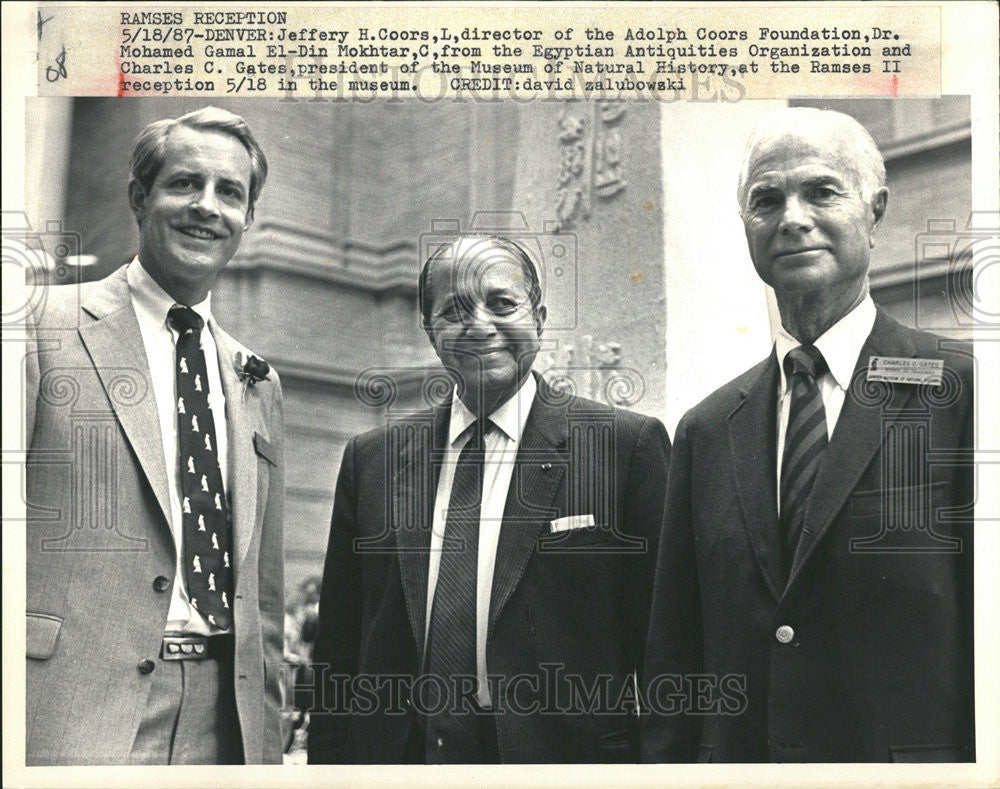 1987 Press Photo Charles Gates Ramses II Denver Jeffery  Coors Adolph Mohamed - Historic Images