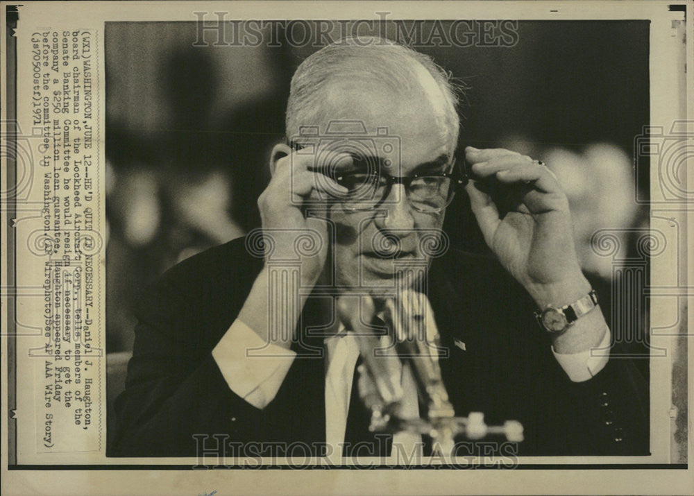 1971 Press Photo Daniel Haughton board Lockheed Aircraft Corporation Washington - Historic Images