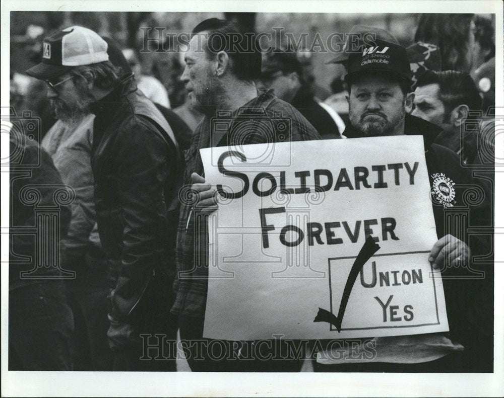 1992 Press Photo United Auto Worker show strike solidarity East Peoria - Historic Images