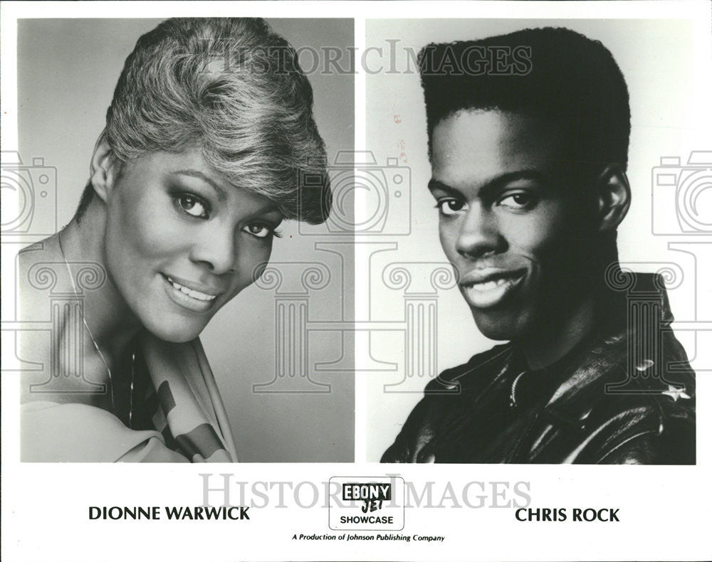 1993 Press Photo Dionne Warwick Ebony Jet Showcase long career guest Chris Rock - Historic Images