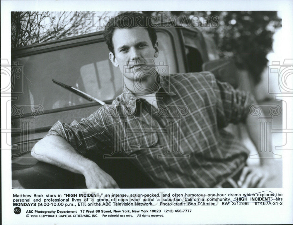 1996 Press Photo Matthew Beck Stars In &quot;High Incident,&quot; A Cop Drama - Historic Images