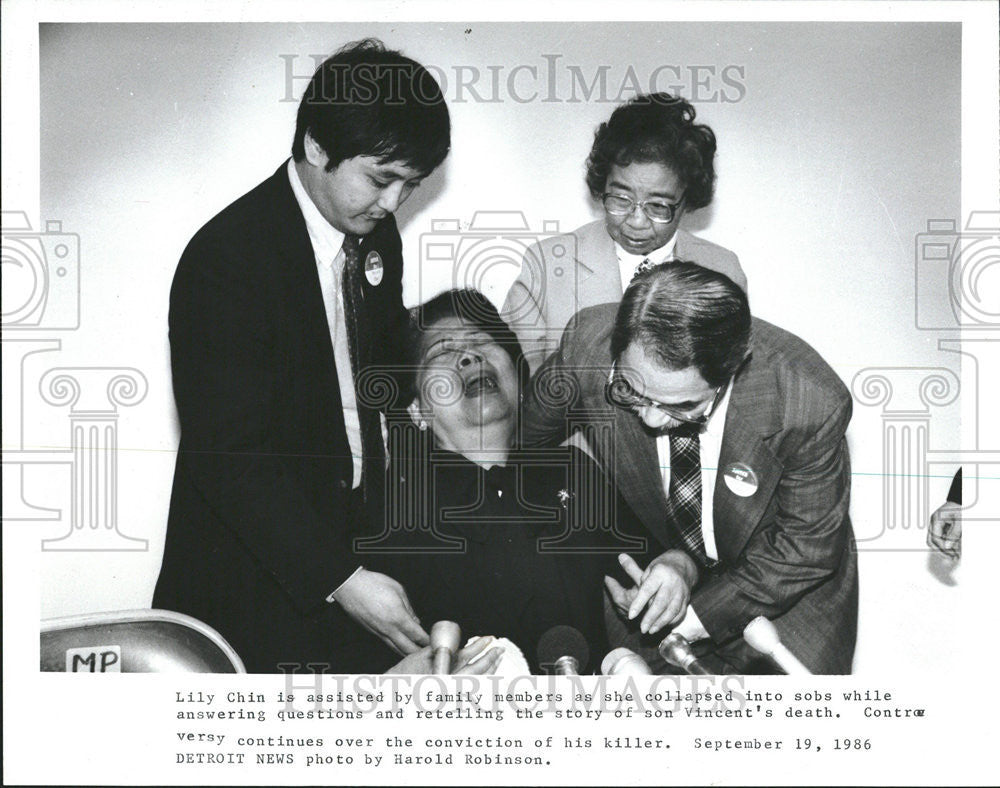 1987 Press Photo Lily Vincent Chin Press Conference Murdered - Historic Images