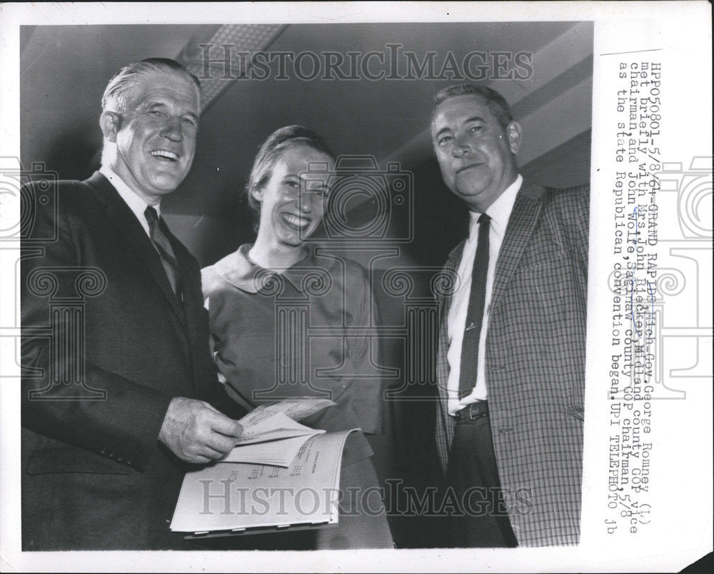 1964 Press Photo George Romney Riecker Midland County GOP John Wolfe Saginaw - Historic Images