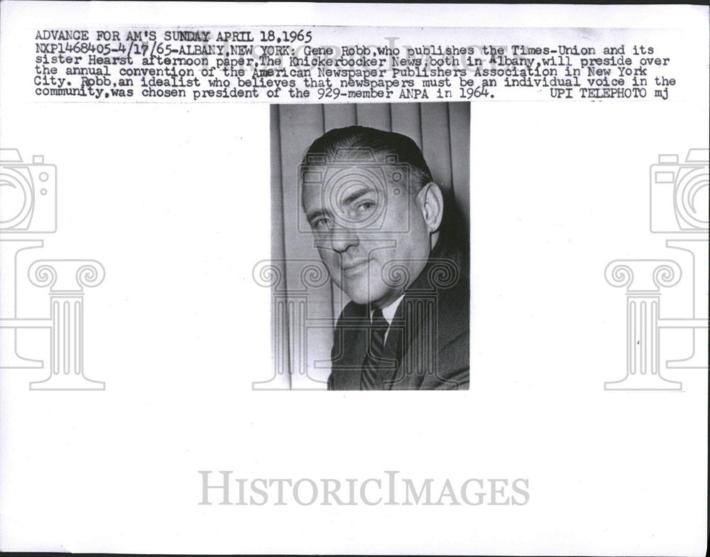 1965 Press Photo Gene Robb Knickerbocker News Albany New York Heart Publisher - Historic Images