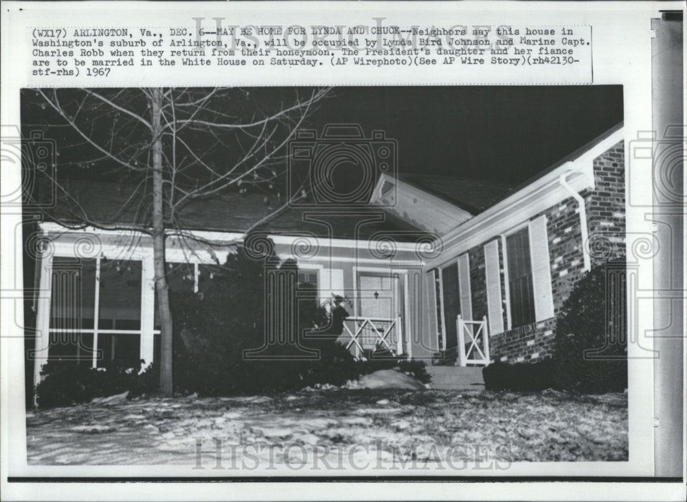 1967 Press Photo Marine Capt Charles Robb Lynda Bird Johnson house occupy Va - Historic Images