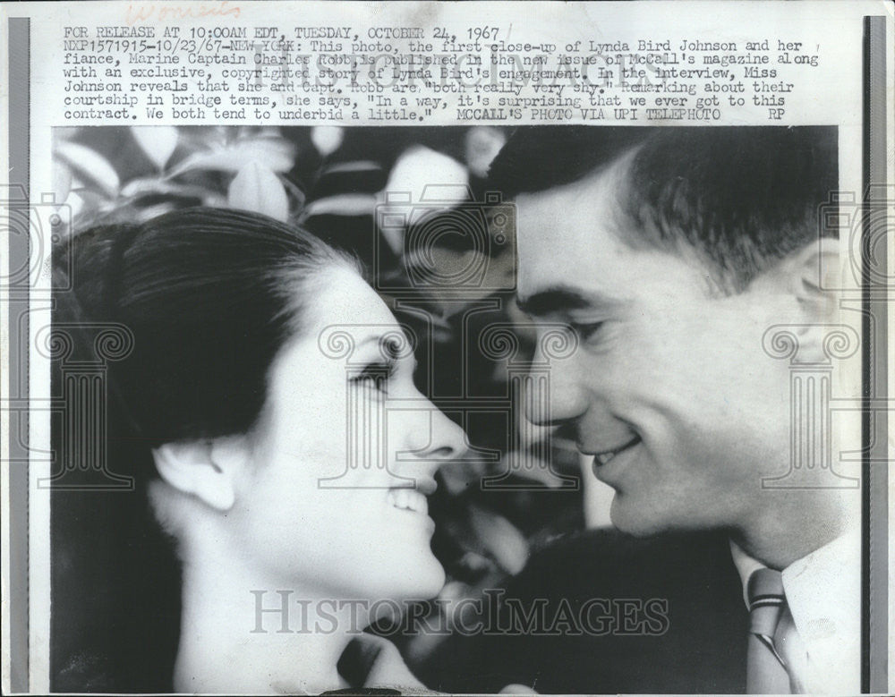 1967 Press Photo Lynda Bird Johnson Fiance Marine Captain Charles Robb Magazine - Historic Images