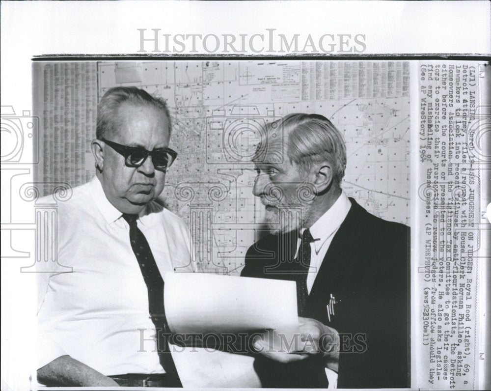 1964 Press Photo Royal Rood Detroit Attorney - Historic Images