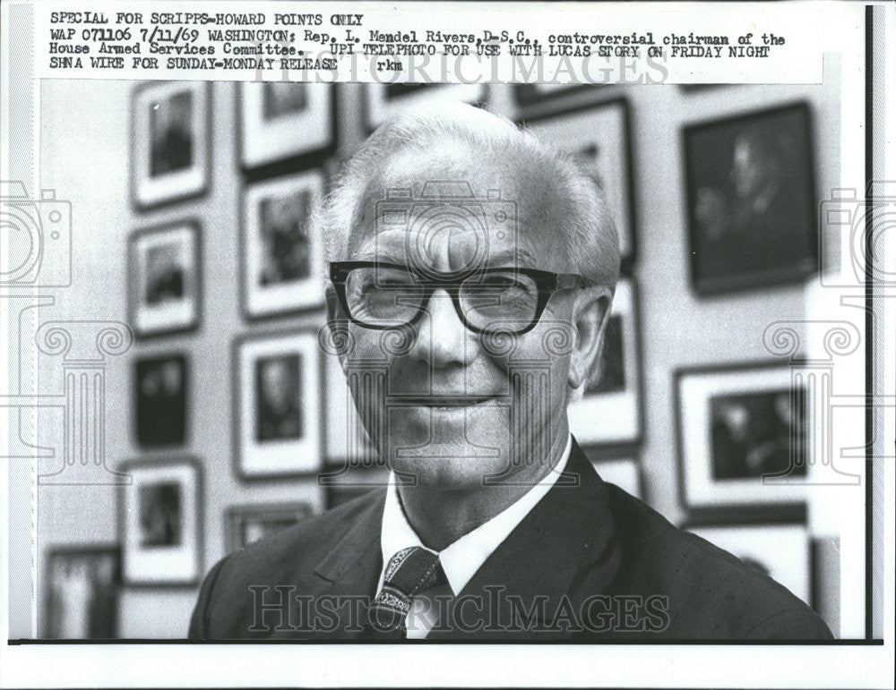 1969 Press Photo Rep L Mendel Rivers Chairman Armed Services - Historic Images