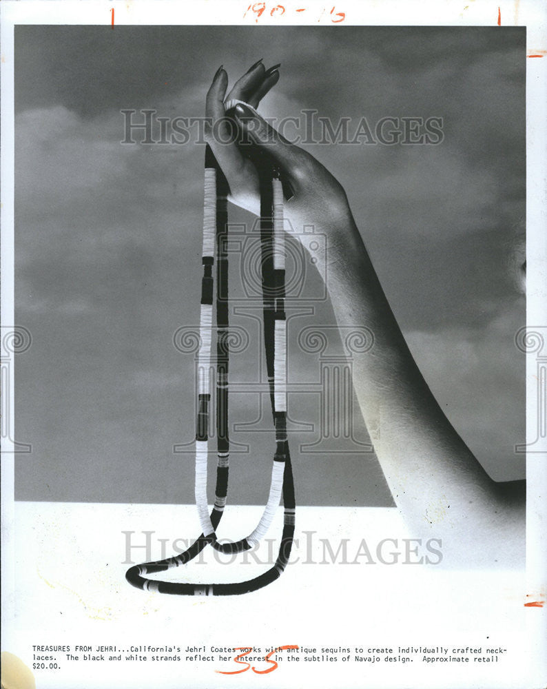 Press Photo California Jehri Antique Sequin craft Necklace Navajo Design - Historic Images