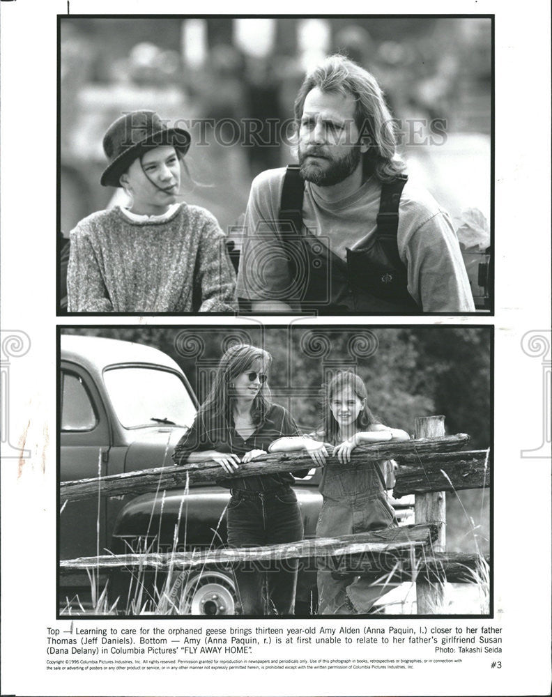 1996 Press Photo Anna Paquin Jeff Danies Fly away Home Susan Father  Orphaned - Historic Images